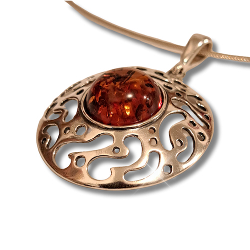 HW-4030 Pendant, Round Amber, Round Silver Setting $61 at Hunter Wolff Gallery